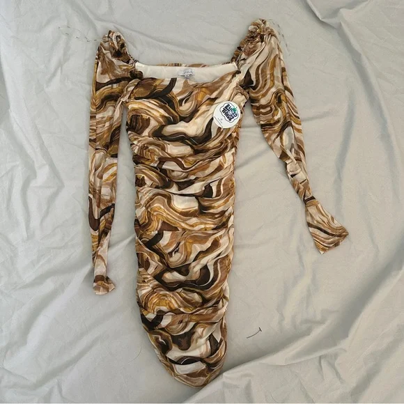 Coffee Long Sleeve Mini Dress - Picture 2 of 4